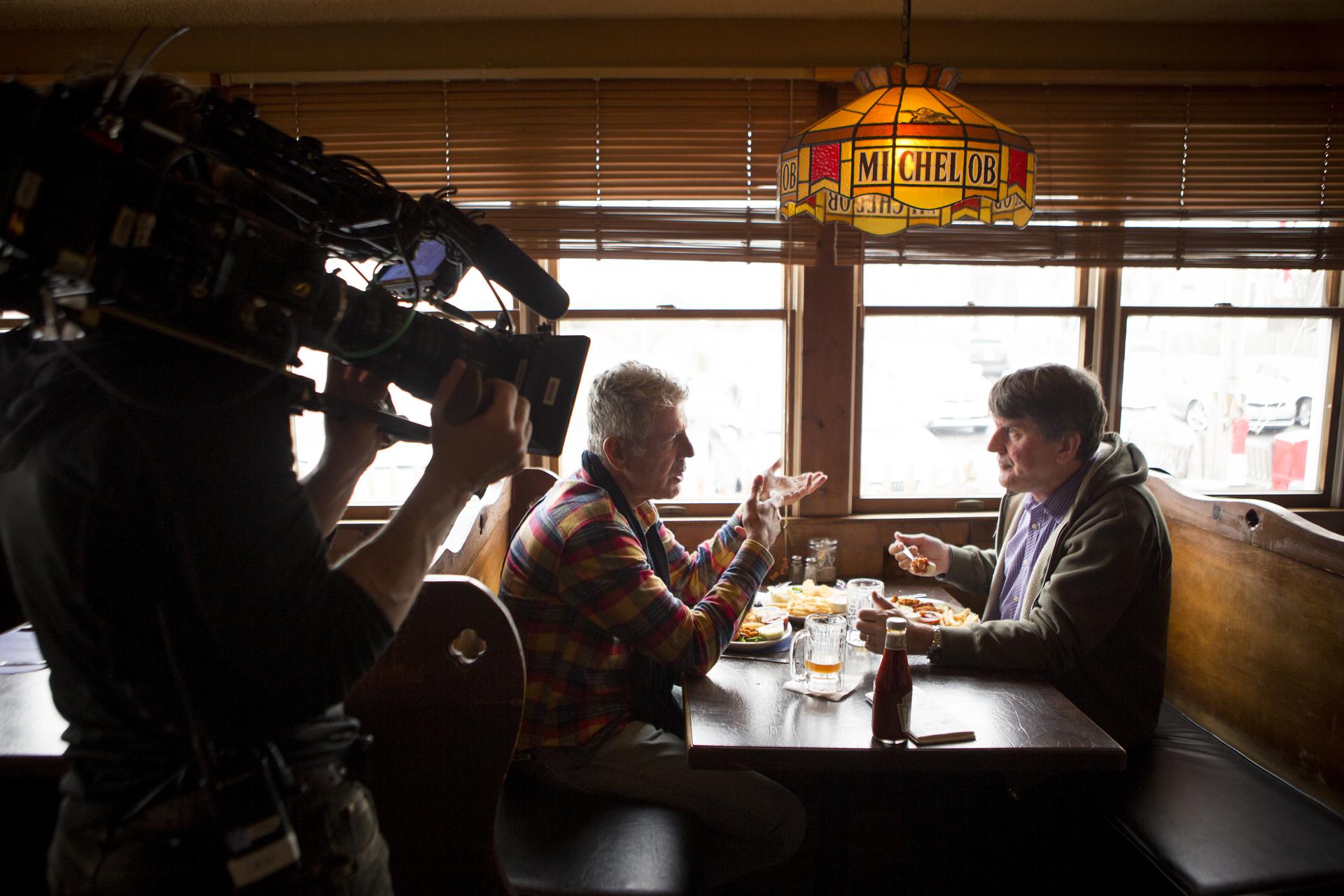 Anthony Bourdain filming Parts Unknown in Atlantic City, New Jersey.