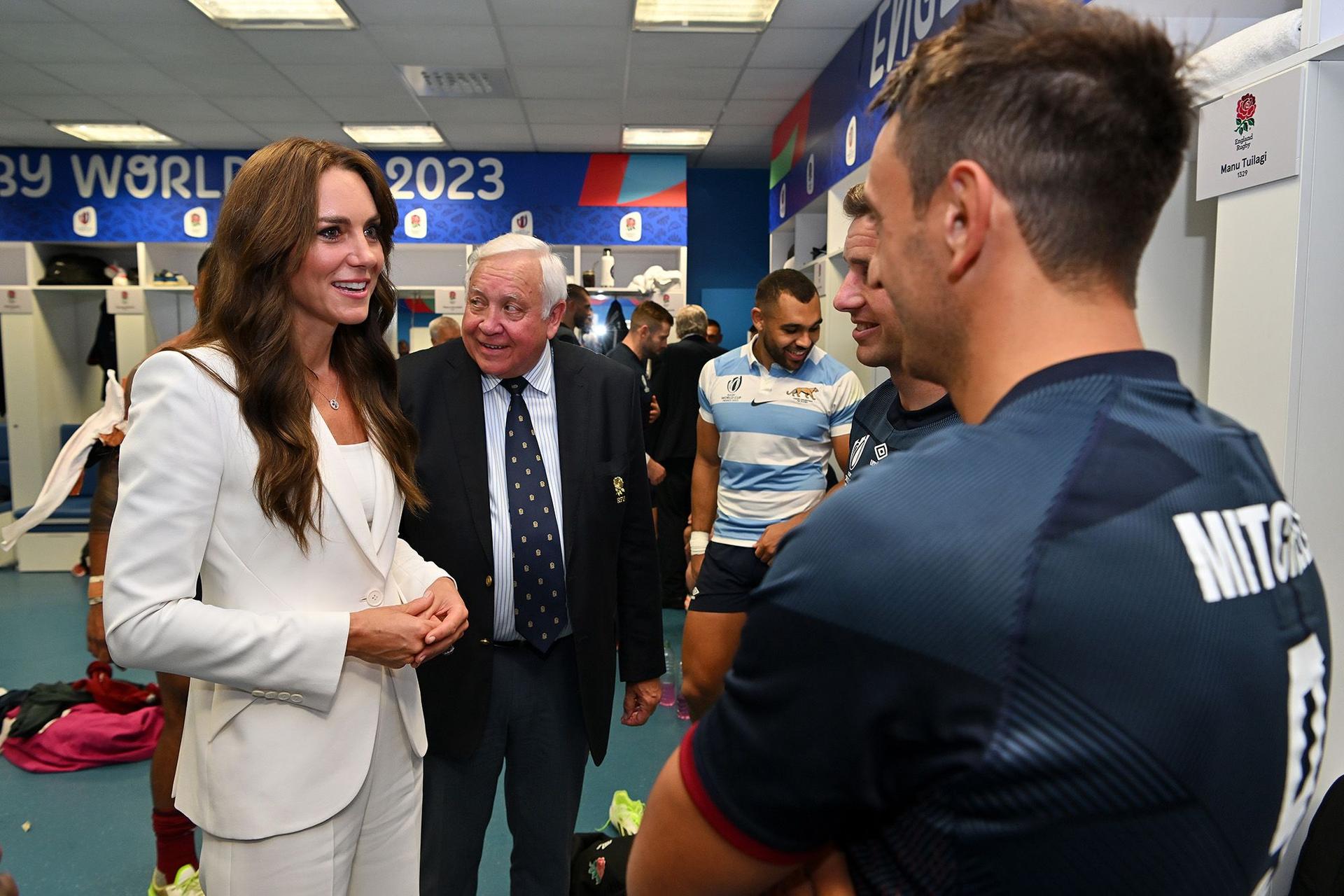 Kate, pictured in Marseille during the Rugby World Cup in September, is patron of the England Rugby Football Union.