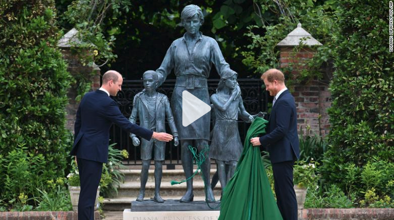 The princes reveal the new Diana statue to the world.