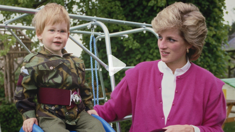 Princess Diana with a young Prince Harry.