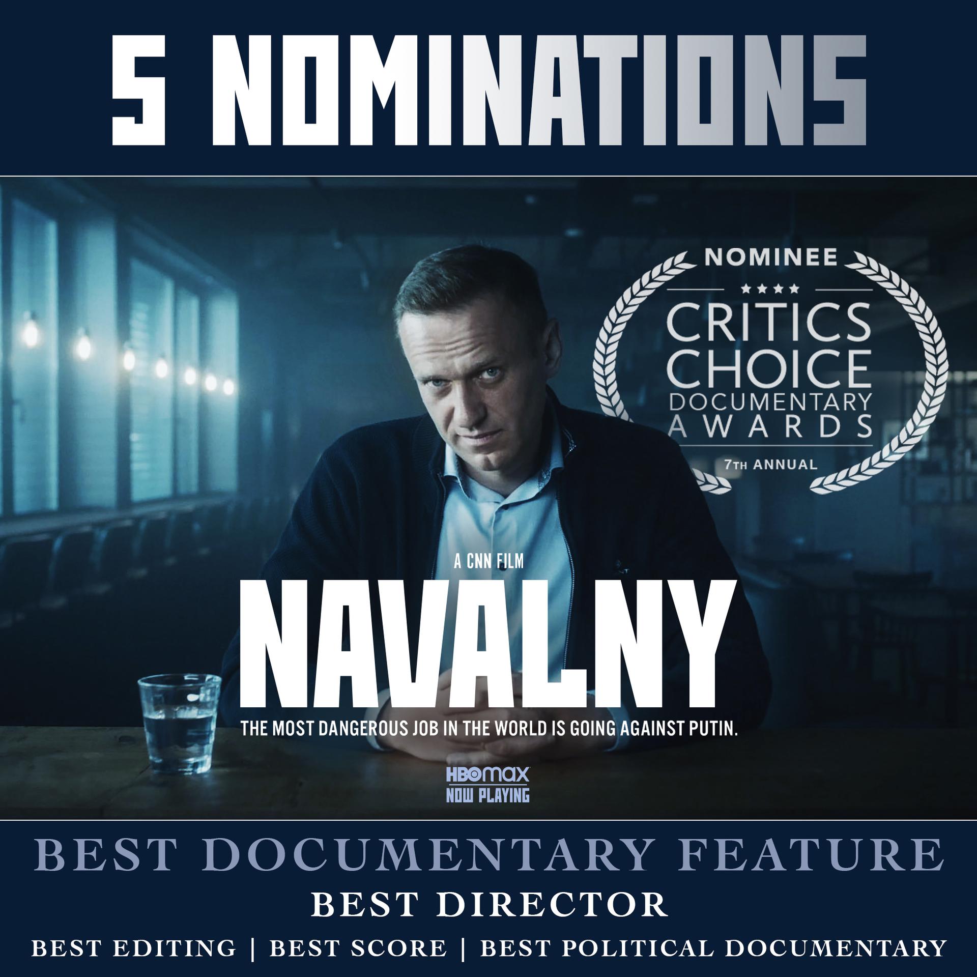 ''NAVALNY'' has received five nominations from the #CCDA, including Best Documentary Feature and Best Director.