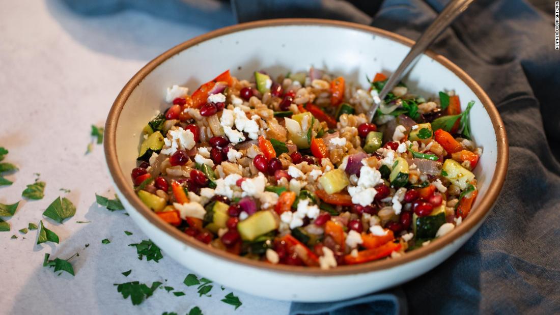 Warm Farro Grain Salad With Pomegranate