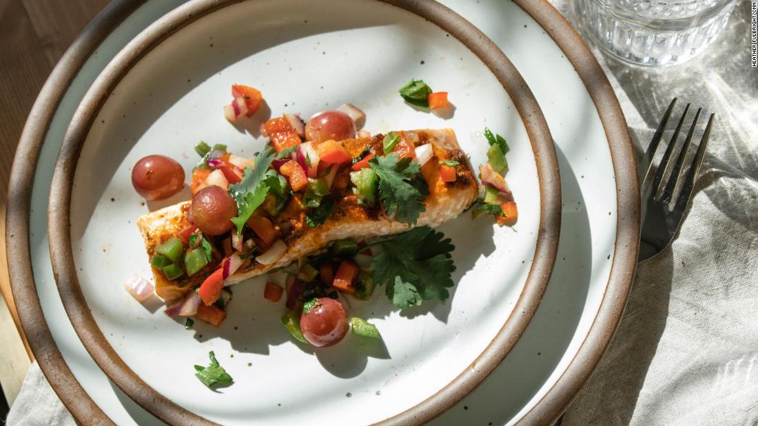 Salmon With Roasted Grape Salsa