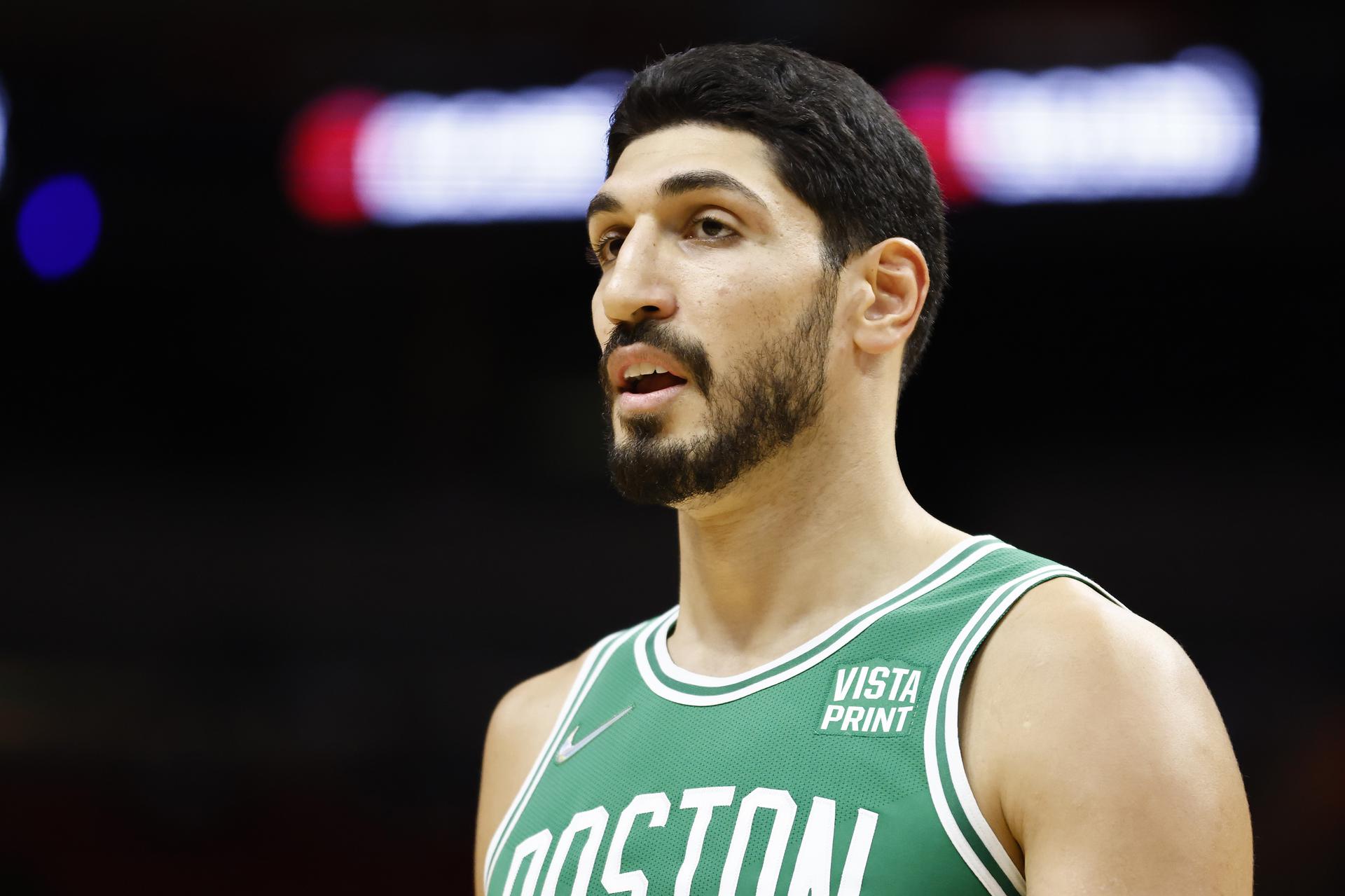 Enes Kanter of the Boston Celtics during a preseason game at FTX Arena in Miami on October 15.