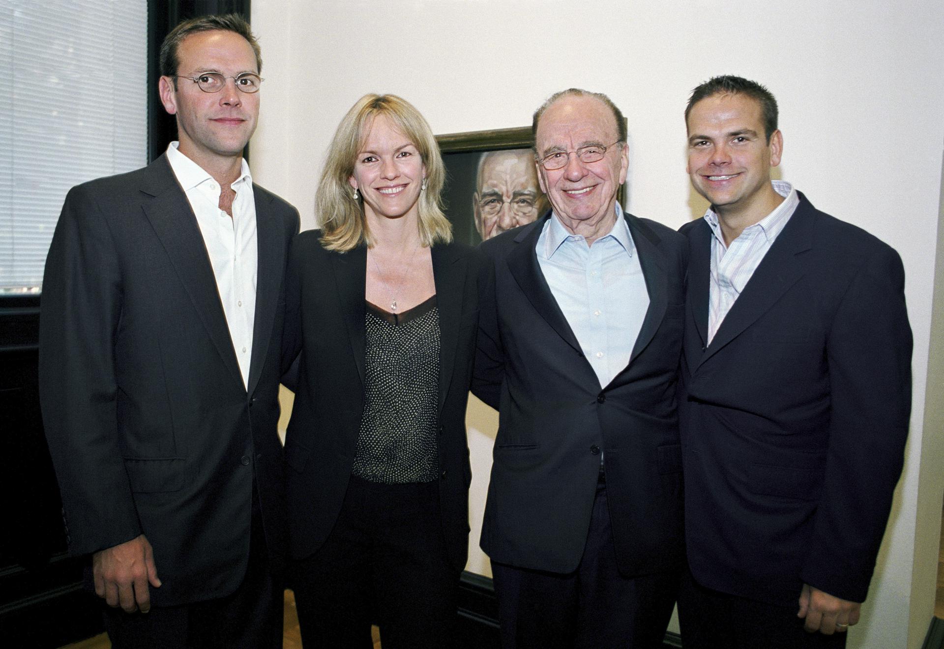 Rupert Murdoch with three of his children: Lachlan Murdoch, James Murdoch and Elisabeth Murdoch.