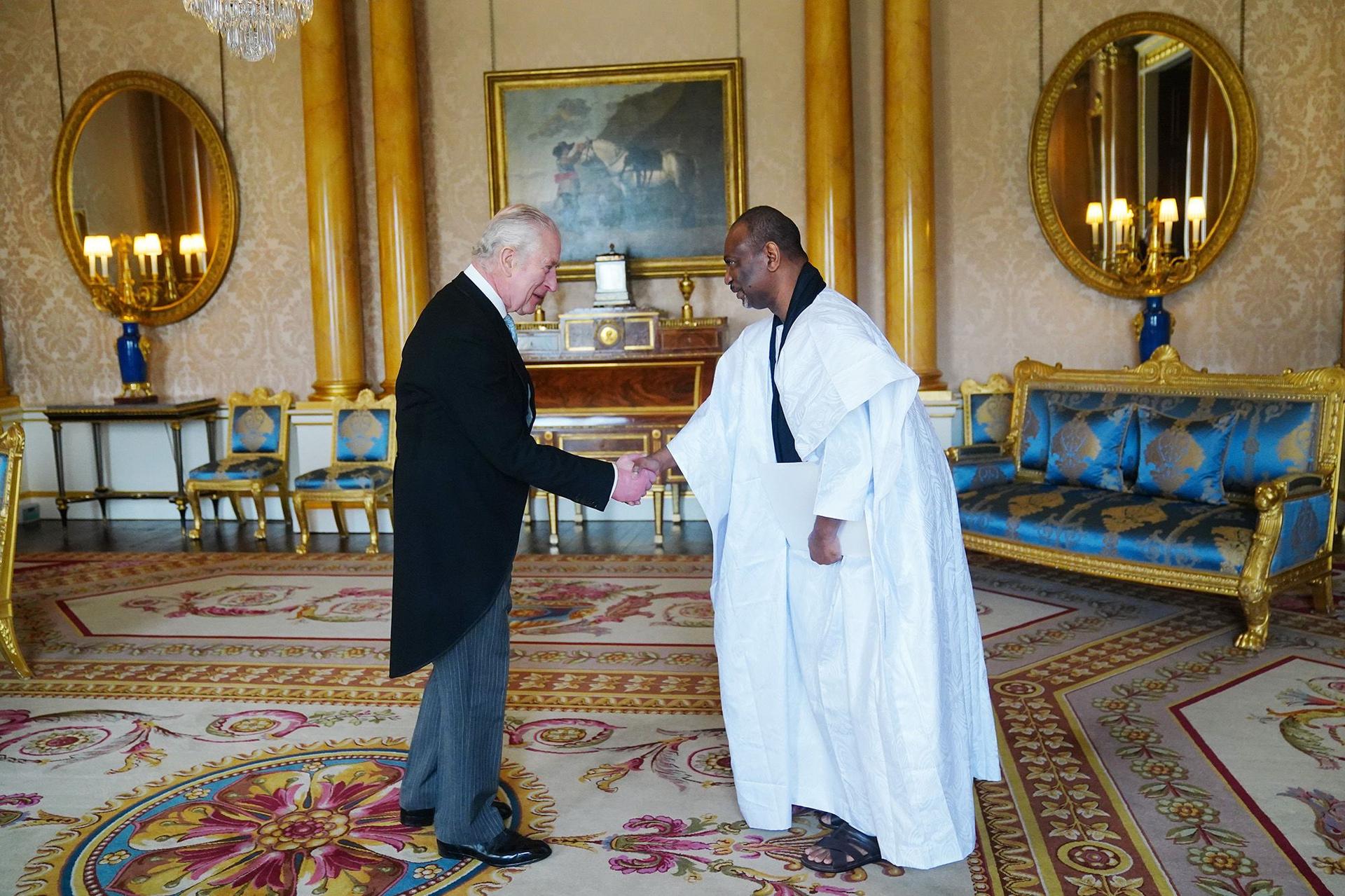 King Charles and the Ambassador of Mauritania, Samba Mamadou Ba