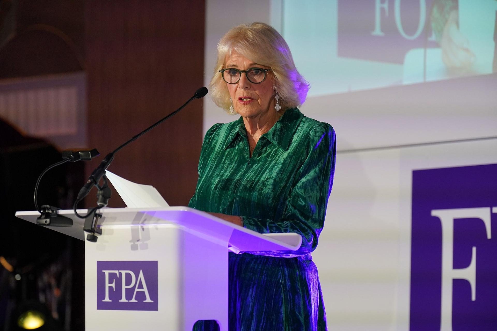 Camilla speaks at the Foreign Press Association Awards