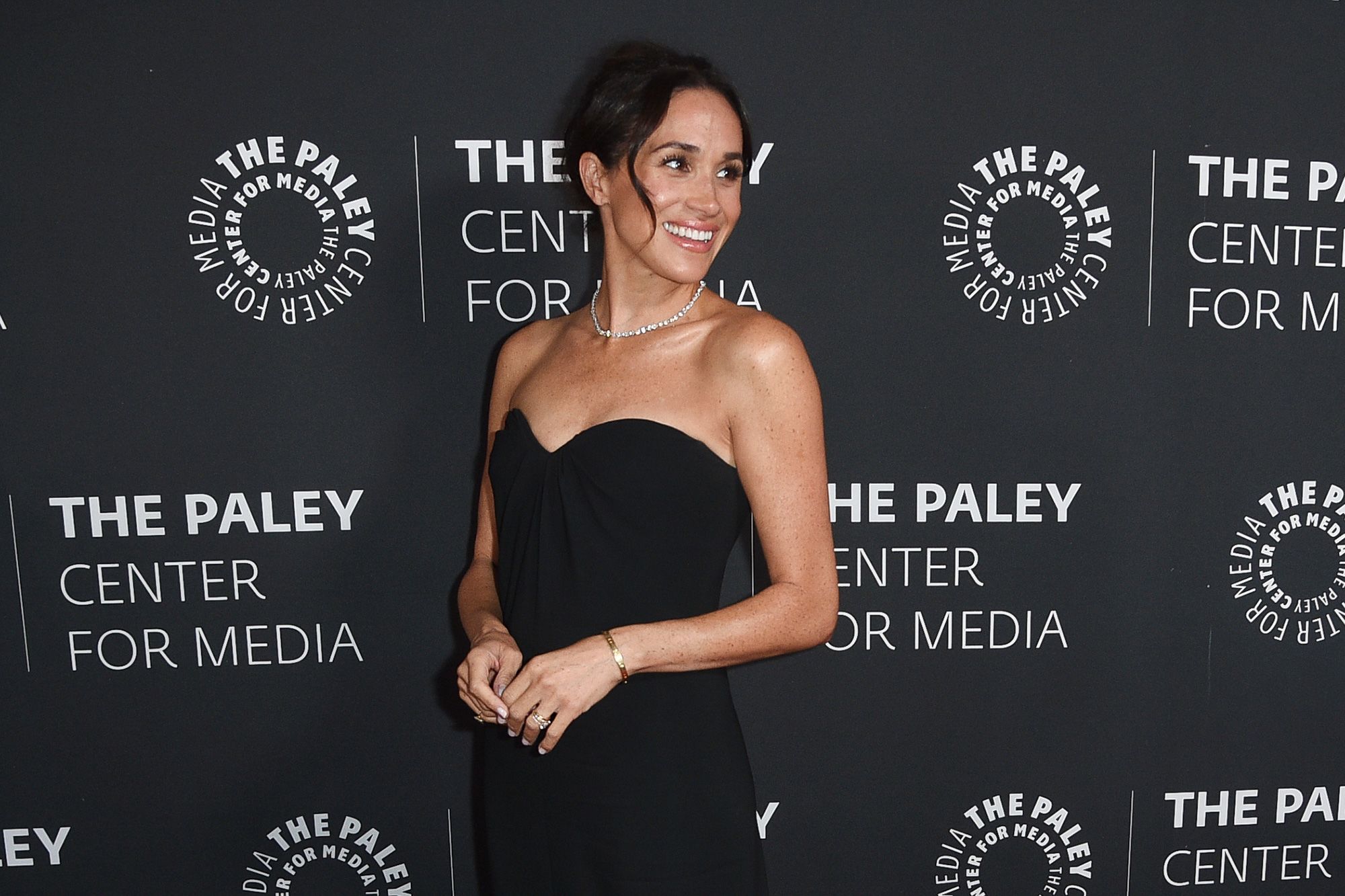 Meghan, Duchess of Sussex poses with Tyler Perry at The Paley Honors Fall Gala at a Four Seasons Hotel in Beverly Hills on 4th December 2024.