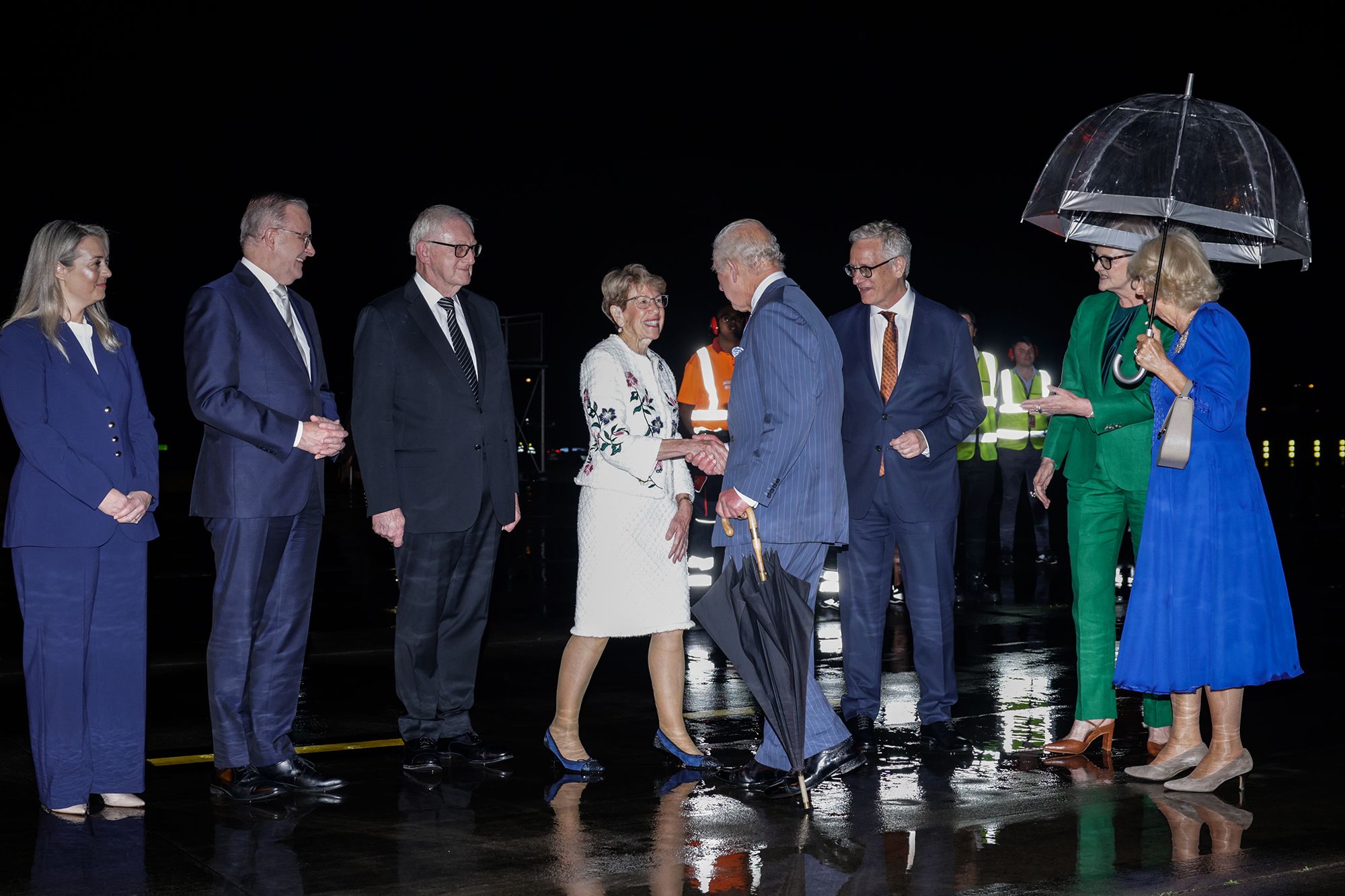 Photo of King Charles being greeted by Australian officials