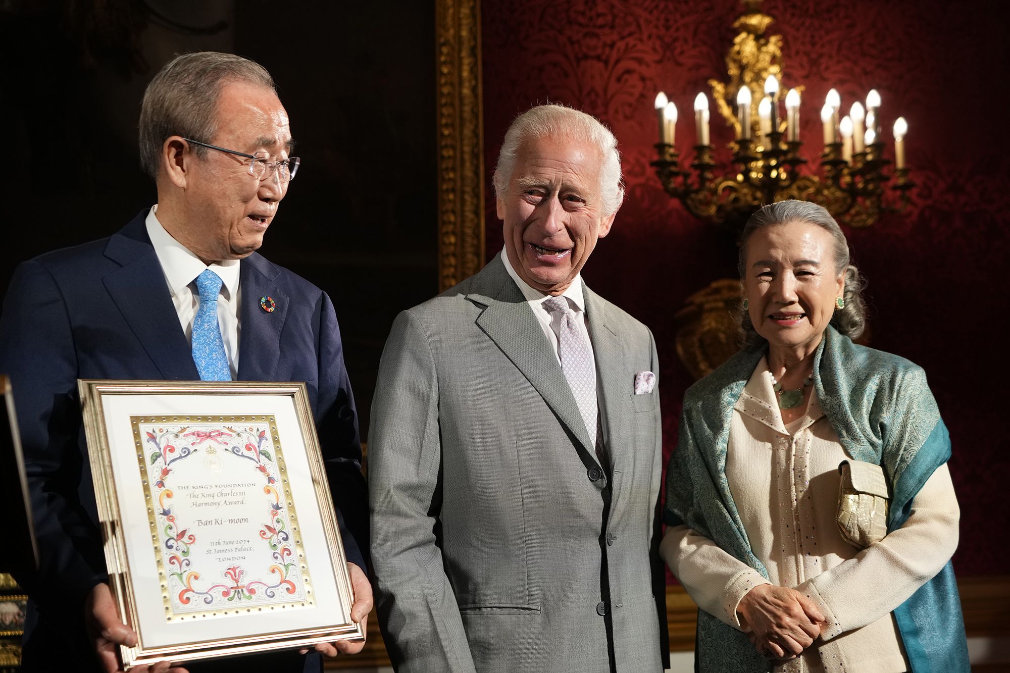 Photo of King Charles with Ban Ki-moon, the former United Nations Secretary General 