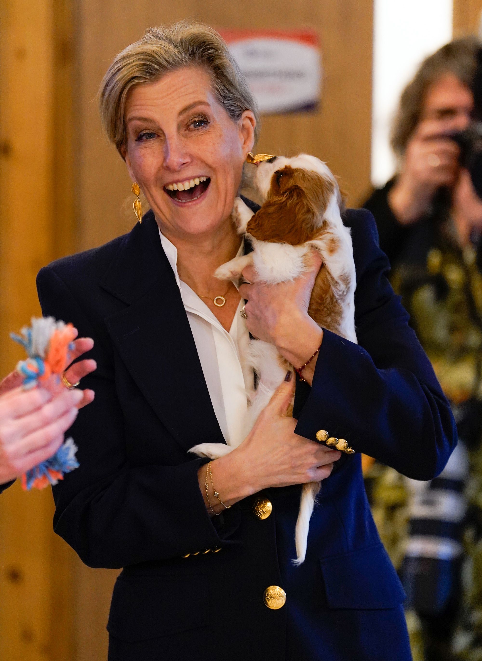 Photo of Sophie, the Duchess of Edinburgh, with a Cavalier King Charles Spaniel puppy