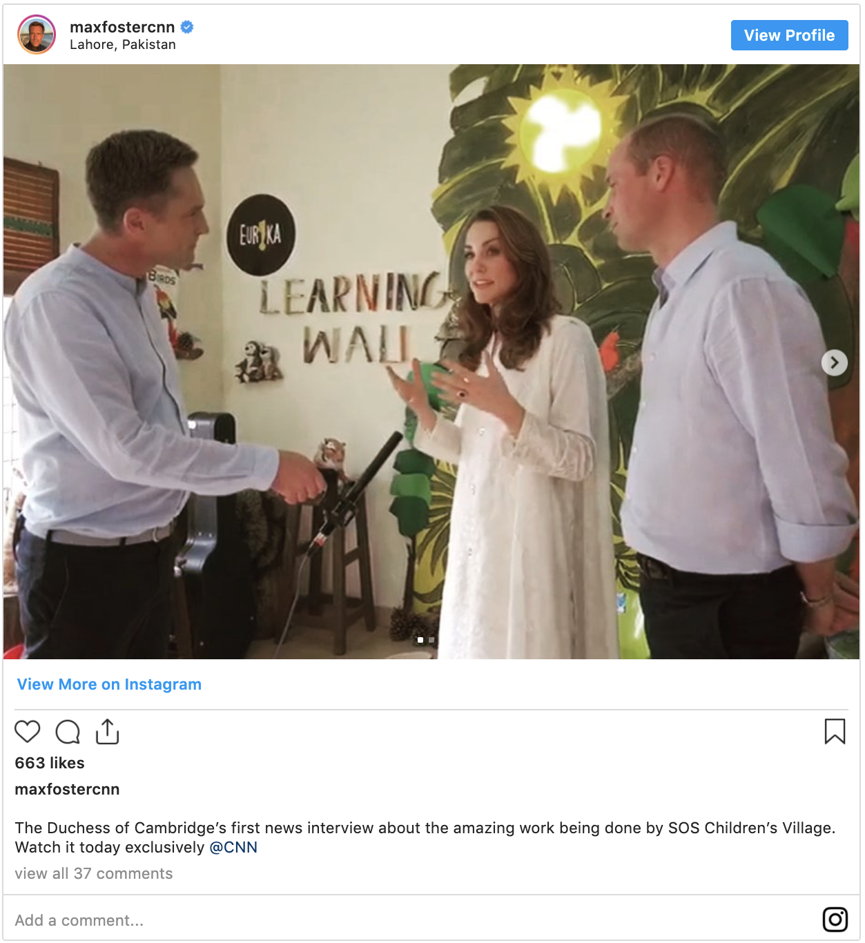 Max Foster's Instagram shows him interview the Duchess of Cambridge in 2019.