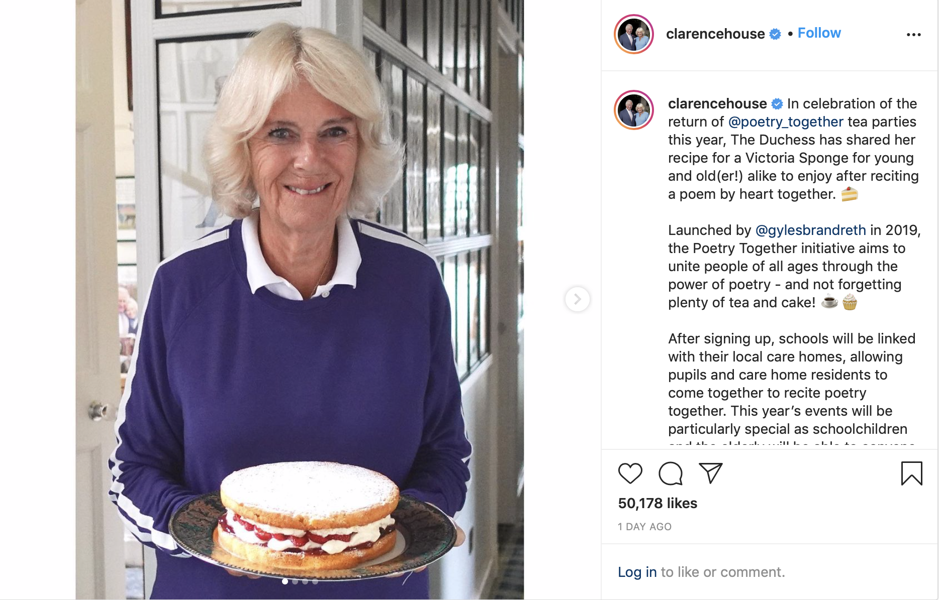 The Duchess of Cornwall presents her Victoria sponge bake.