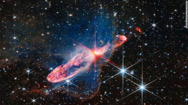 The James Webb Space Telescope captured a high-resolution image of Herbig-Haro 46/47, an actively forming pair of stars.