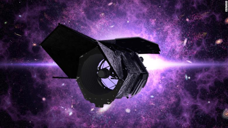 This illustration shows what the Nancy Grace Roman Space Telescope will look like in orbit.