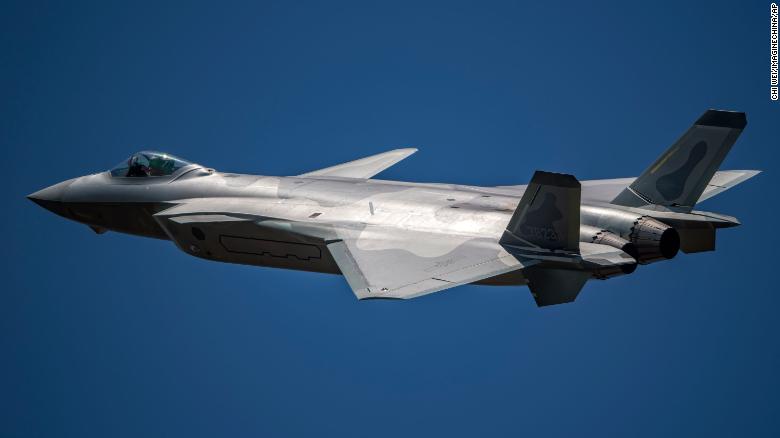 A J-20 stealth fighter jet of the Chinese People's Liberation Army Airforce in a training session in Zhuhai, China, on October 30, 2018.