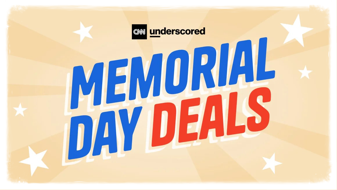 Memorial Day Deals on tan background