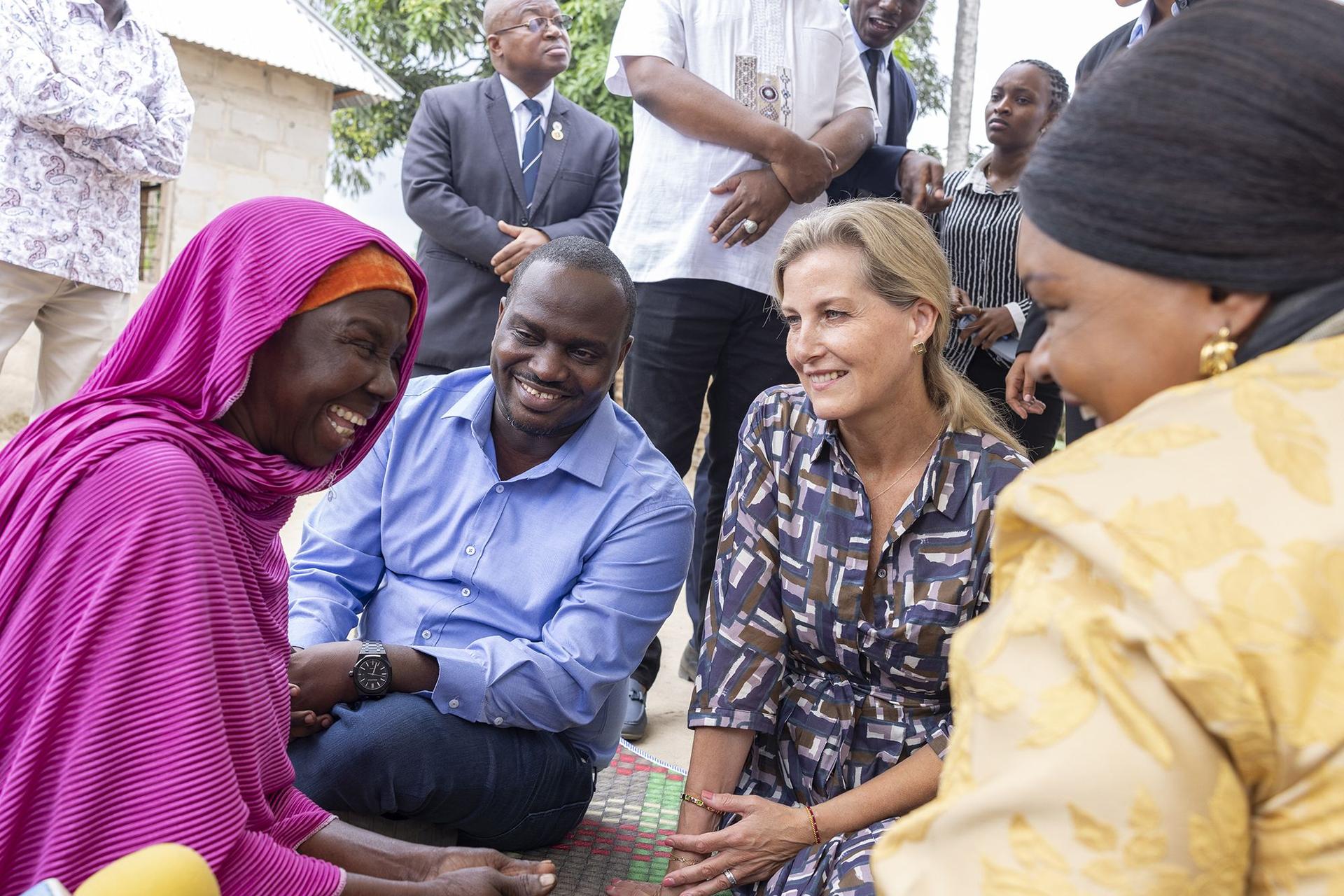 Handout photo of the Duchess of Edinburgh with TT surgery beneficiary, Hadija Shaban Kawam infront of her home in Kibaha on Wednesday, during her visit to Tanzania.