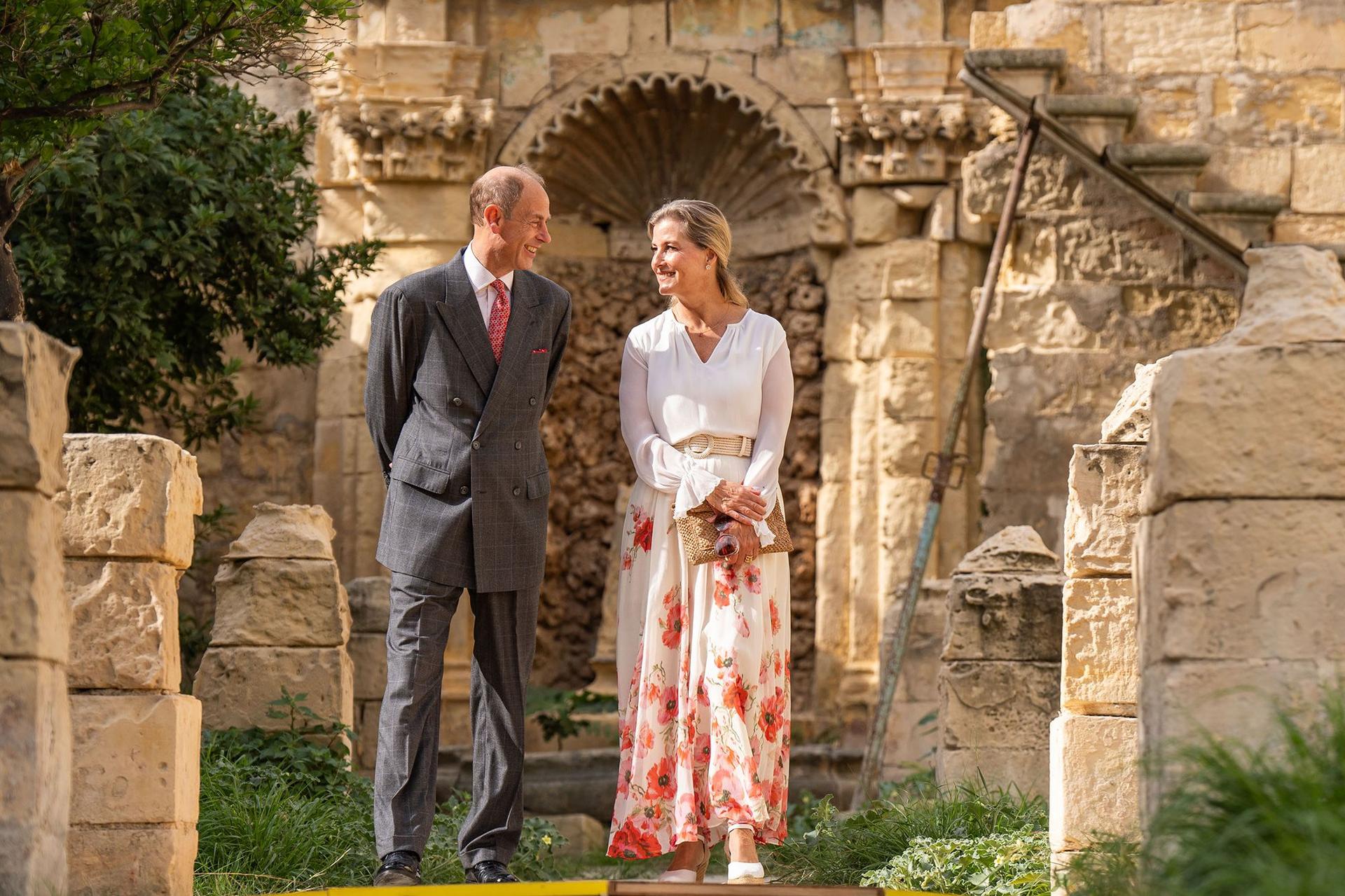 The Duke and Duchess of Edinburgh tour Villa Guardamangia in Pieta, Malta - the former residence of the late Queen Elizabeth II and her husband Prince Philip.