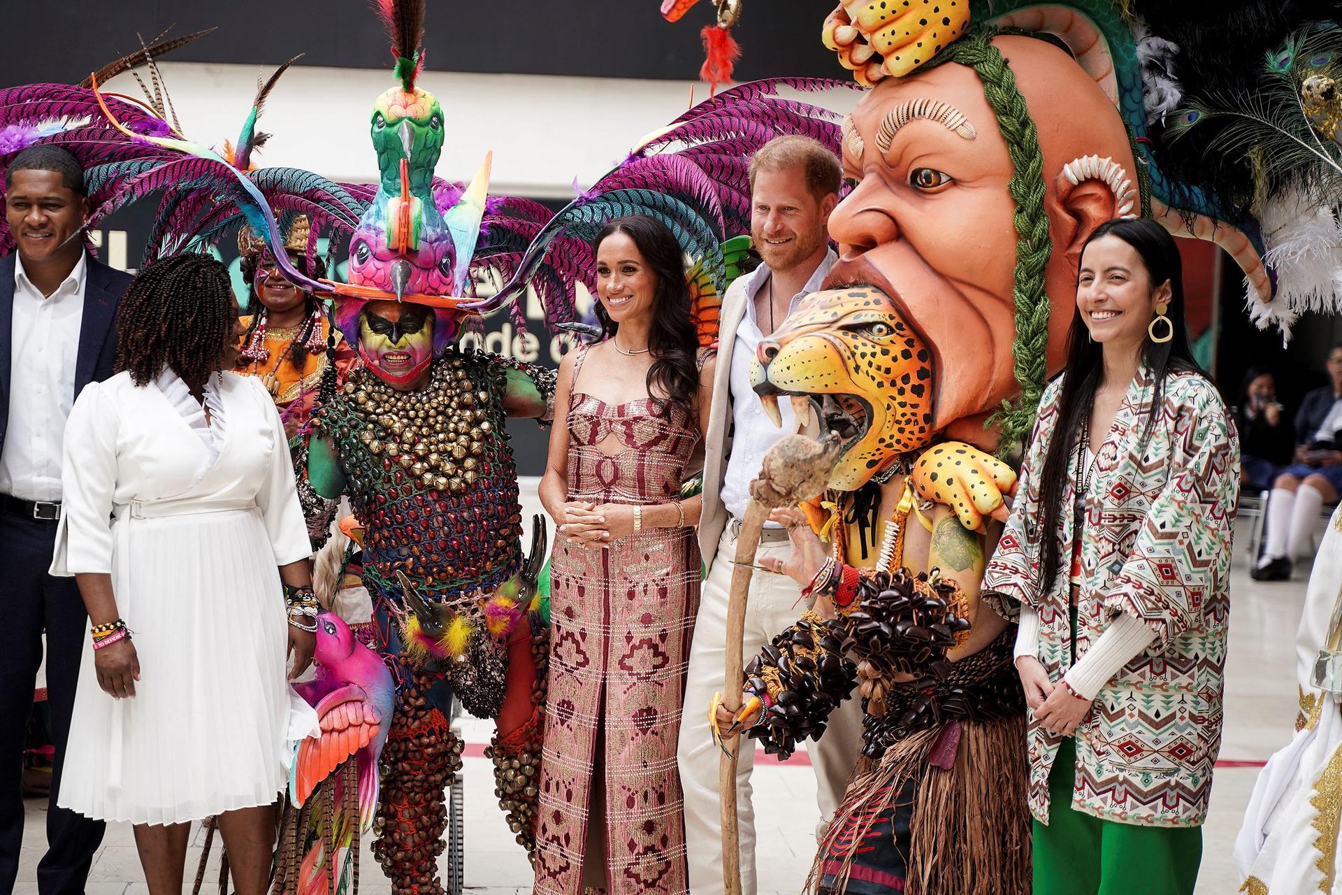 Their first day in Colombia also saw the couple head to the National Centre for the Arts in the Colombian capital. 