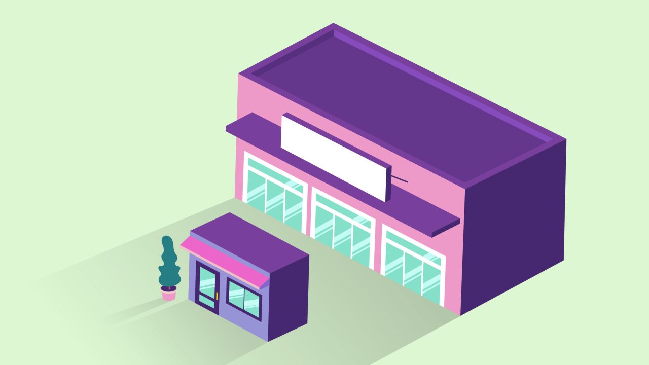 Illustration of two storefronts