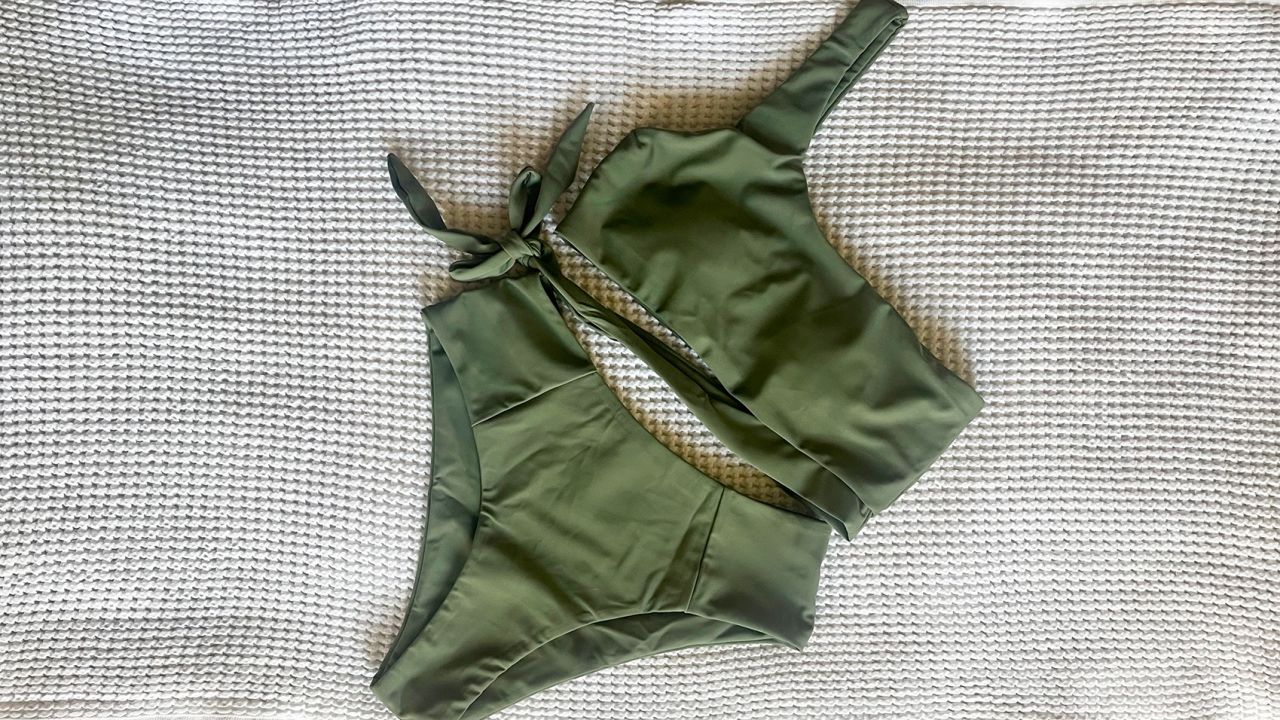 Green two piece swimsuit