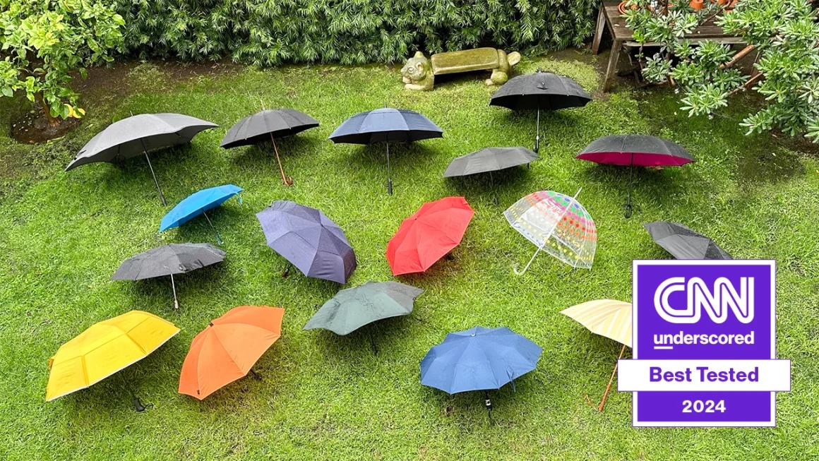 A row of umbrellas outside
