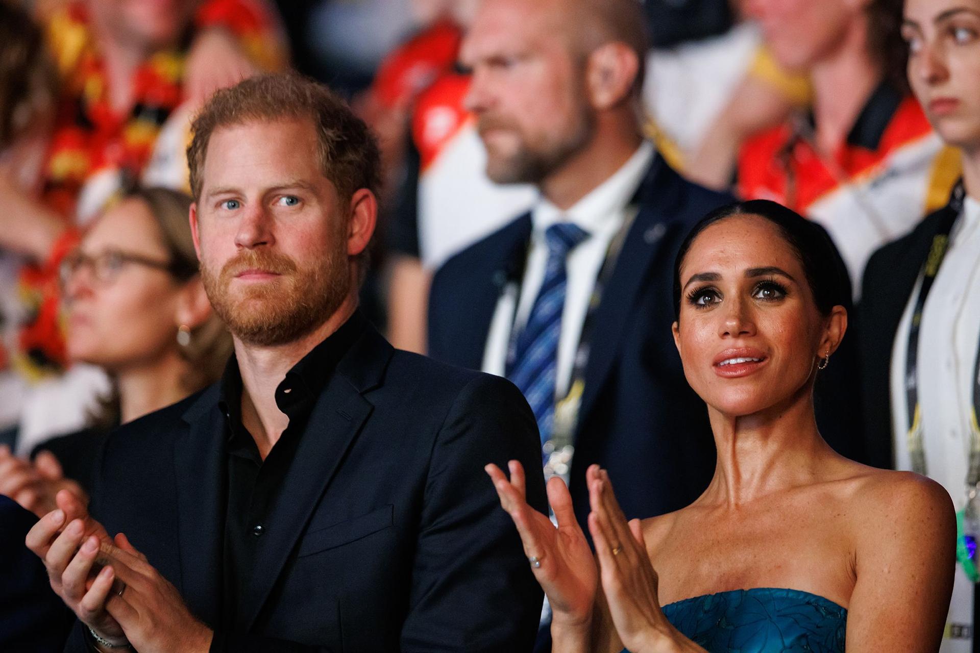 Prince Harry and Meghan, Duchess of Sussex during the closing ceremony of the 2023 Invictus Games in Düsseldorf, Germany. 