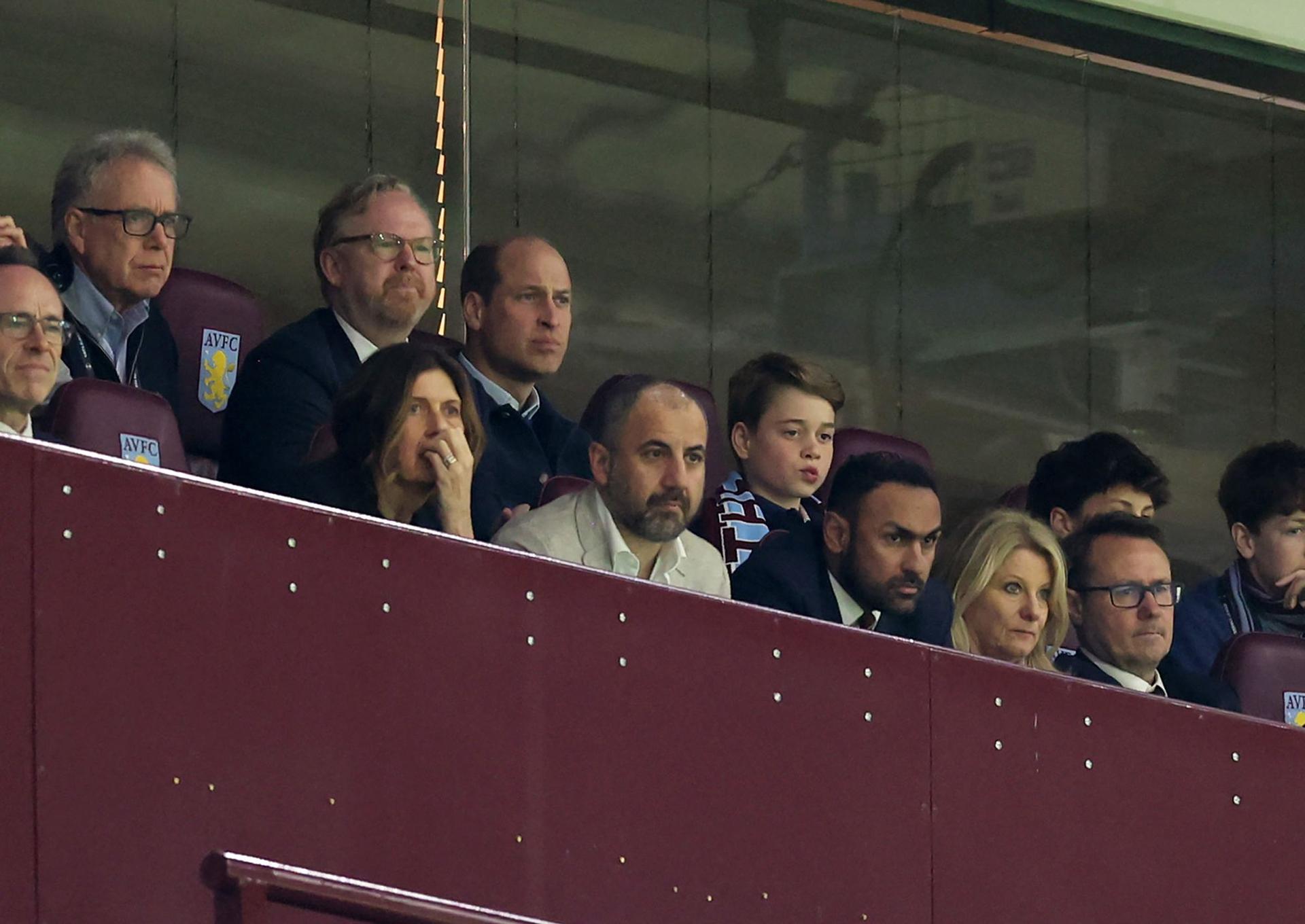 Prince William is seen applauding in the Villa Park stands on April 11 in Birmingham, England.