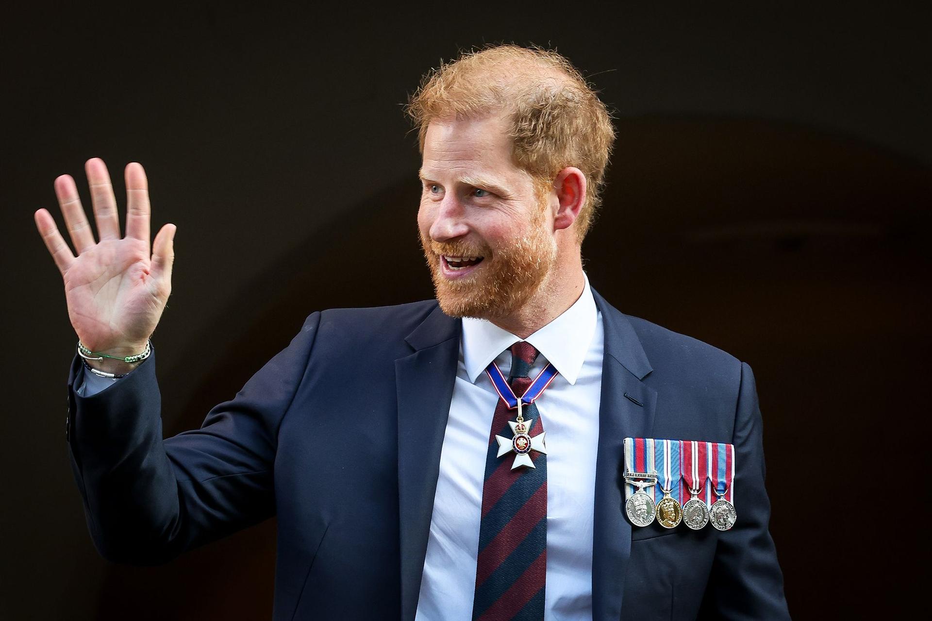 The Duke of Sussex departs The Invictus Games Foundation 10th Anniversary Service at St Paul's Cathedral in London on May 8, 2024.