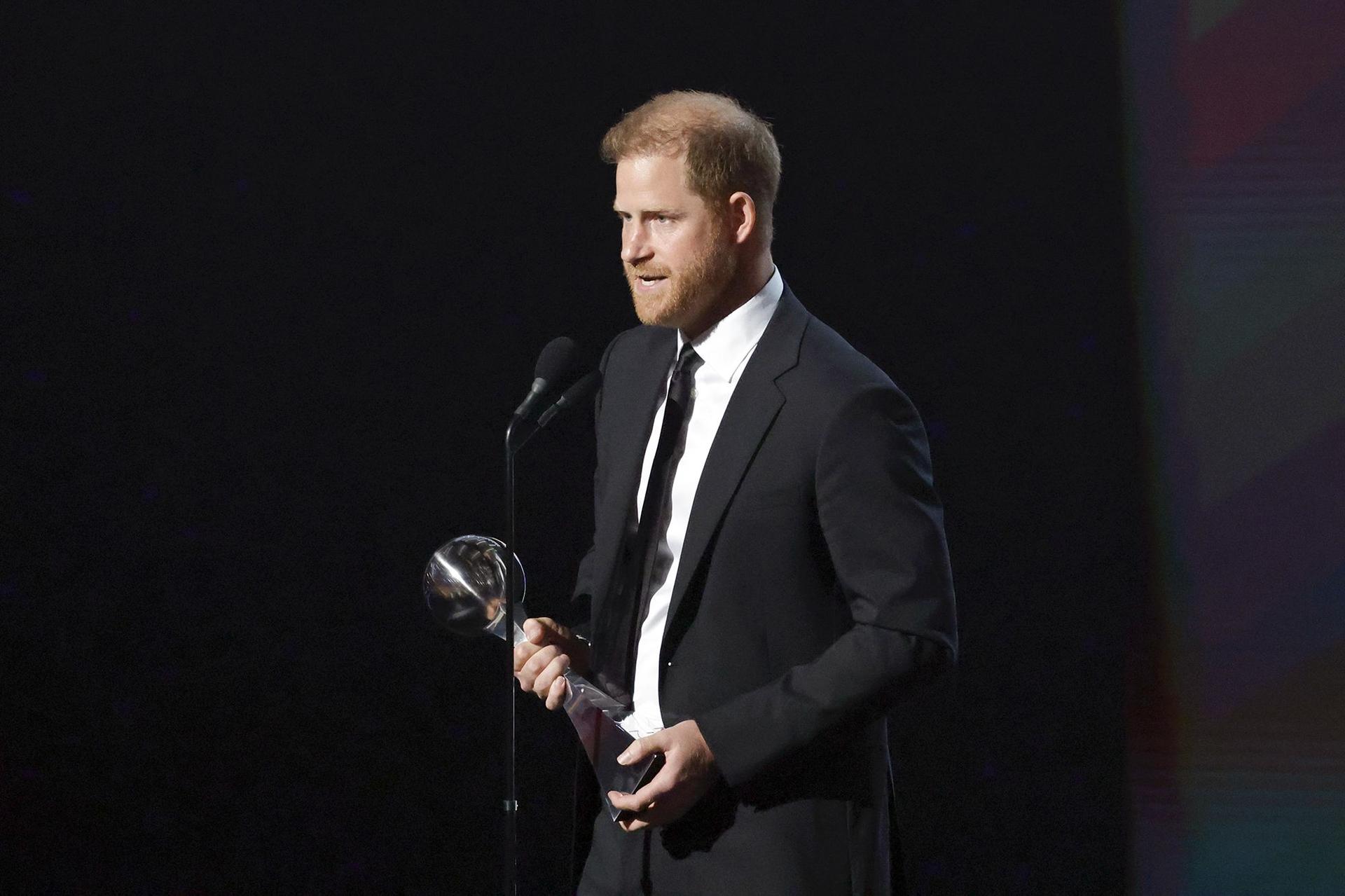 Prince Harry is honored at the ESPY awards in Los Angeles on Thursday.