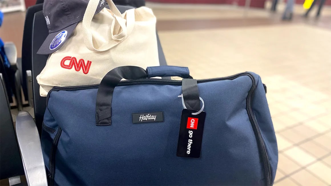 Dark blue carry-on bag