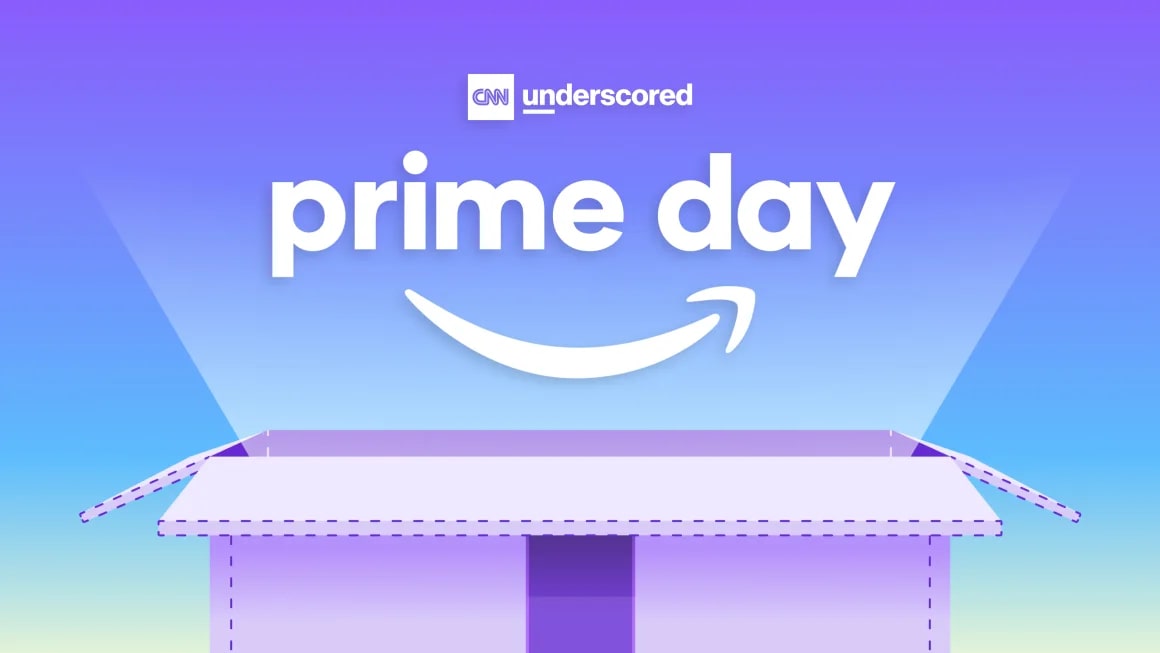 Blue and purple Amazon Prime Day graphic