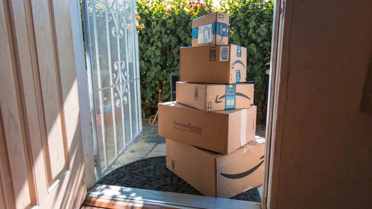 Stack of Amazon boxes