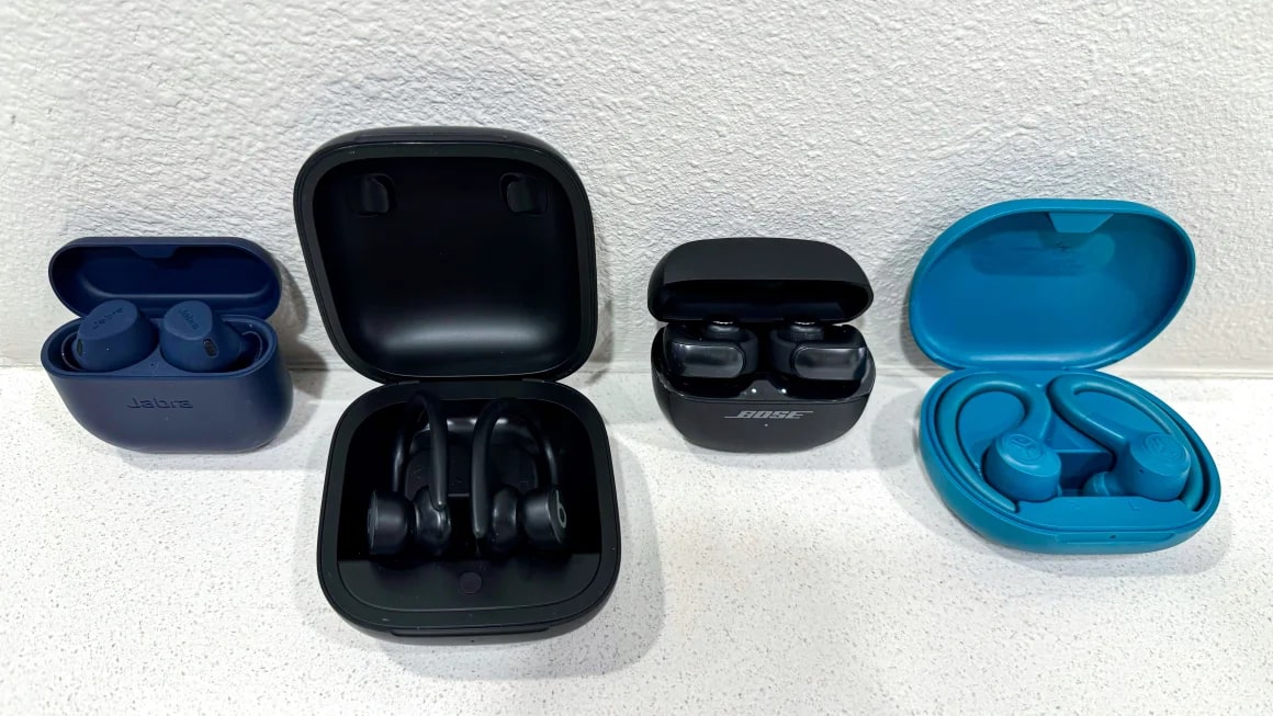 Four pairs of earbuds