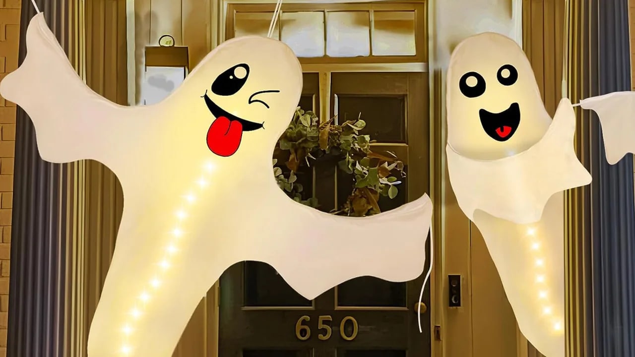 Two blow up ghost decorations