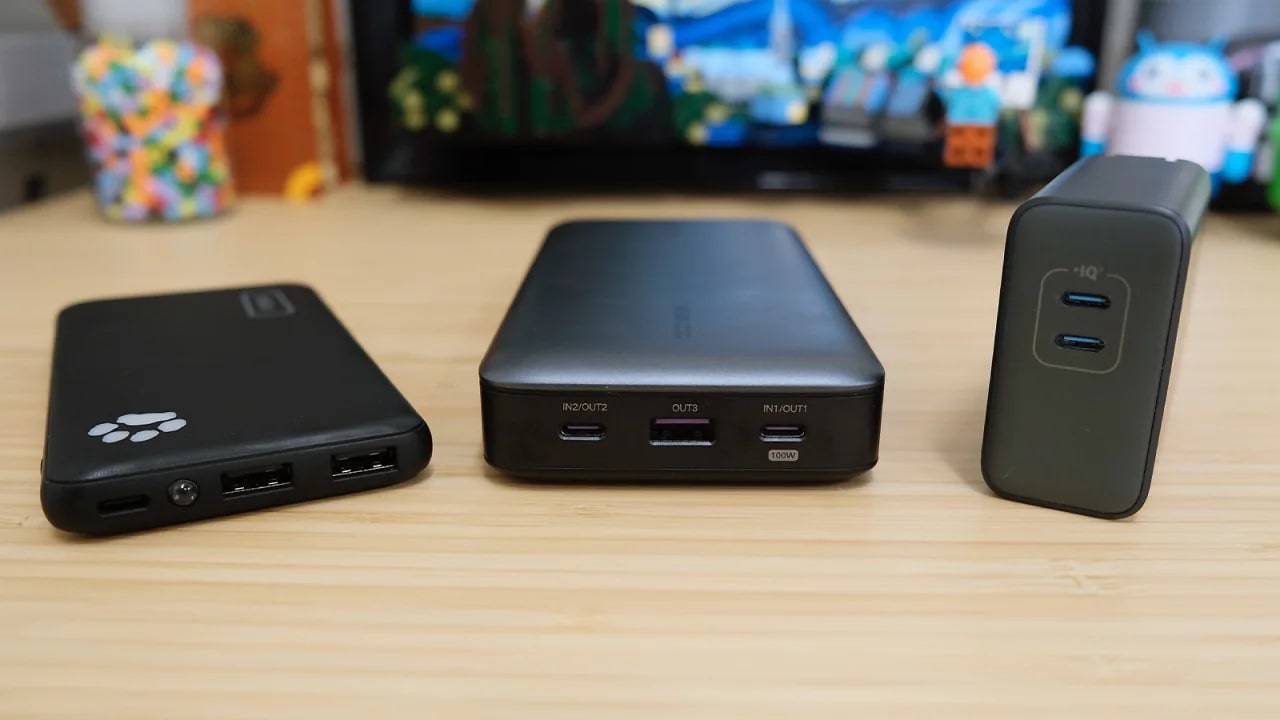 Three portable chargers