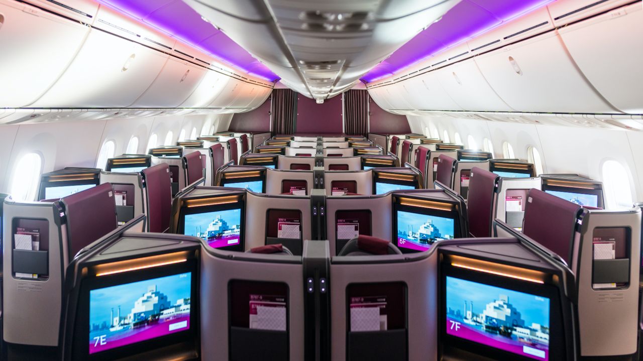Business-class seats on a plane