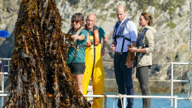 Britain's Prince William and Catherine, Princess of Wales visit Câr-Y-Môr Seaweed Farm, a key partner of Notpla, the sustainable packaging start-up and winner of the 2022 Earthshot Prize for 'Build a Waste-Free World' on September 8, 2023 in St Davids, Pembrokeshire, Wales.