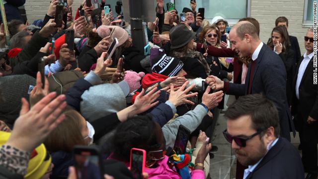 A huge crowd of well-wishers greets the Prince of Wales while in Massachusetts last December.