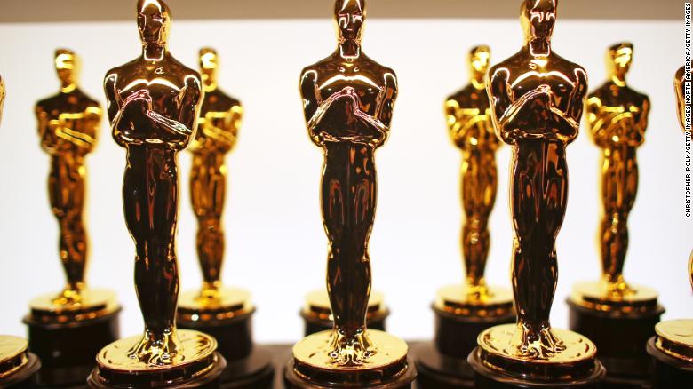 Oscars statuettes backstage at the 2017 Academy Awards.