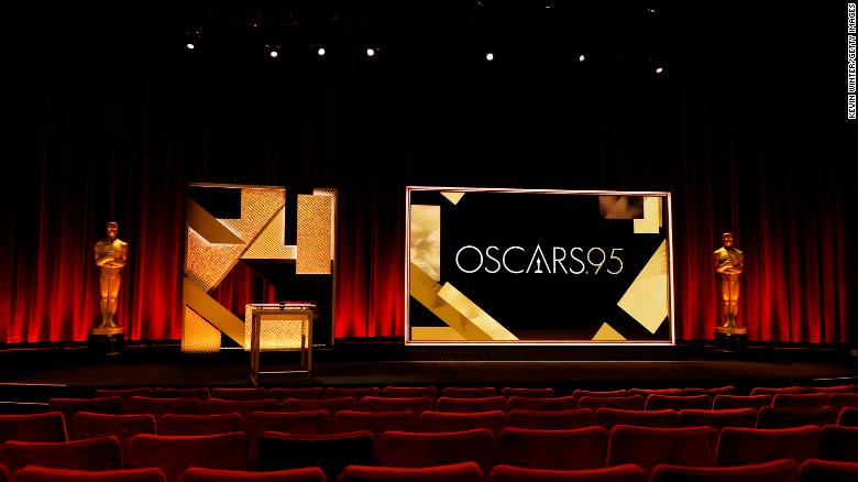 The stage set for the announcement of the 2023 Academy Award nominations.