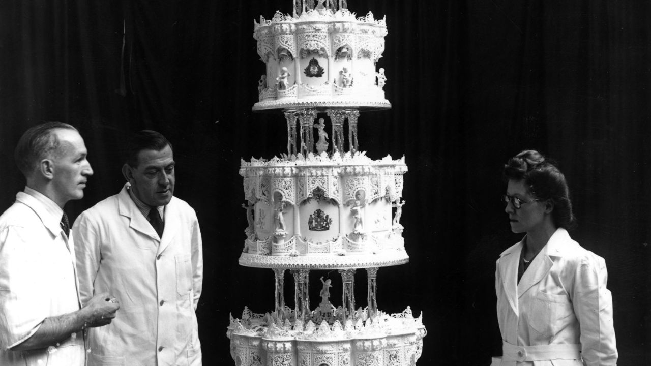 The nine-foot tall cake was made by McVitie and Price Ltd.