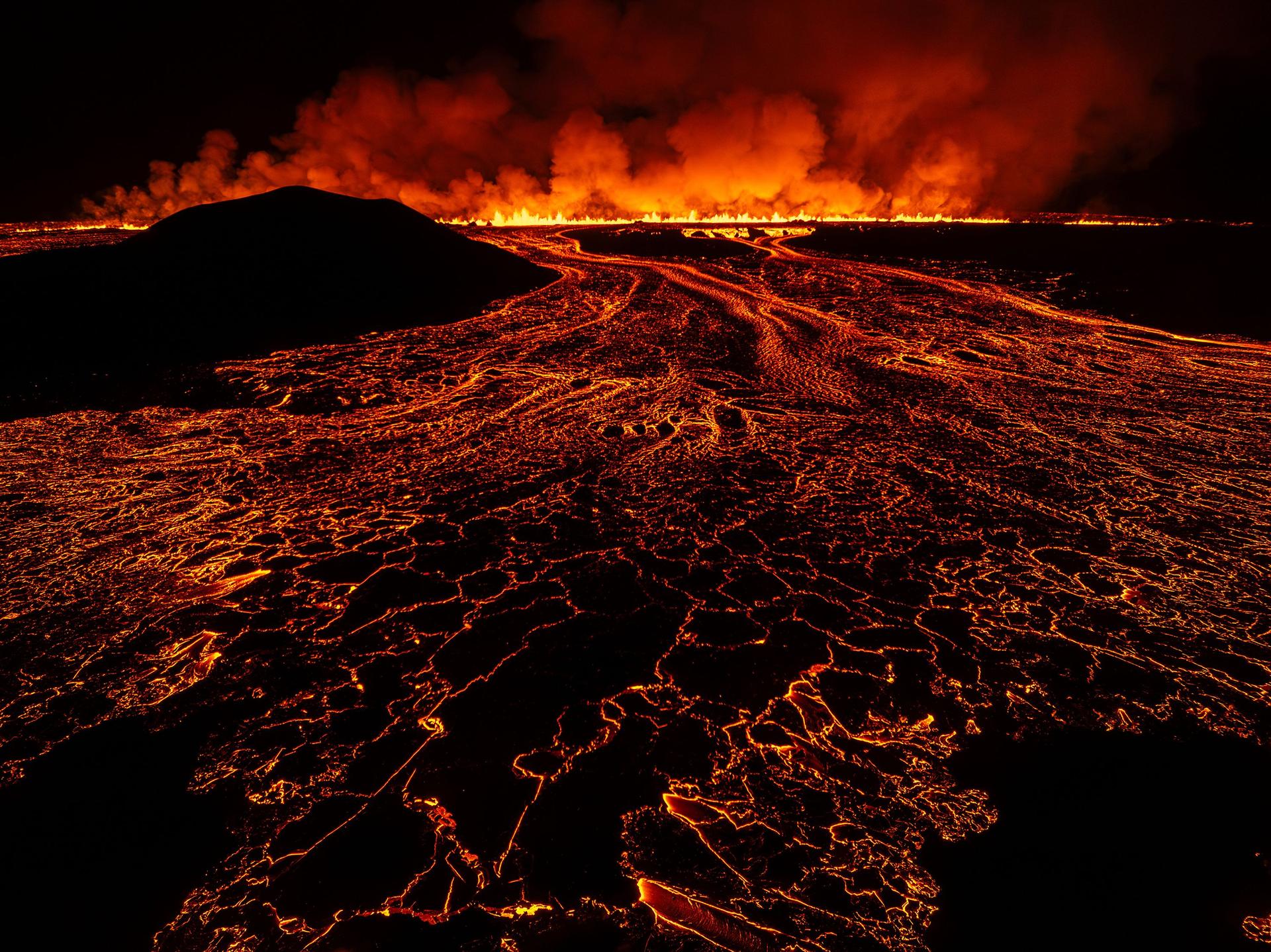 Lava flowing