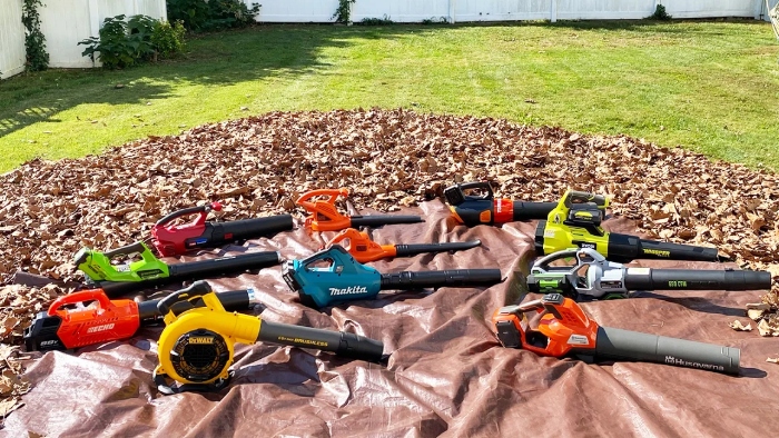 Leaf blowers outside