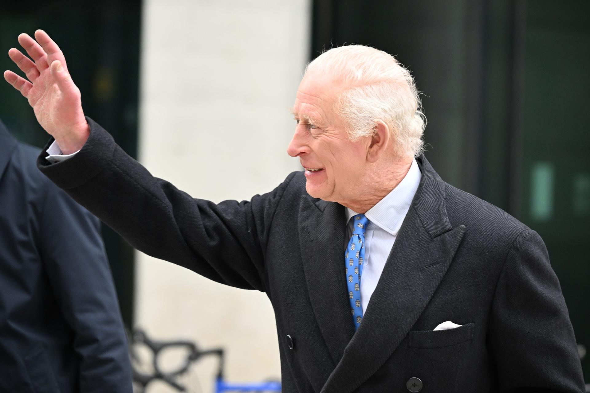 King Charles III greets the citizens after his visit at the Center for the Study of Injury at Imperial College London in UK on February 19, 2025. 