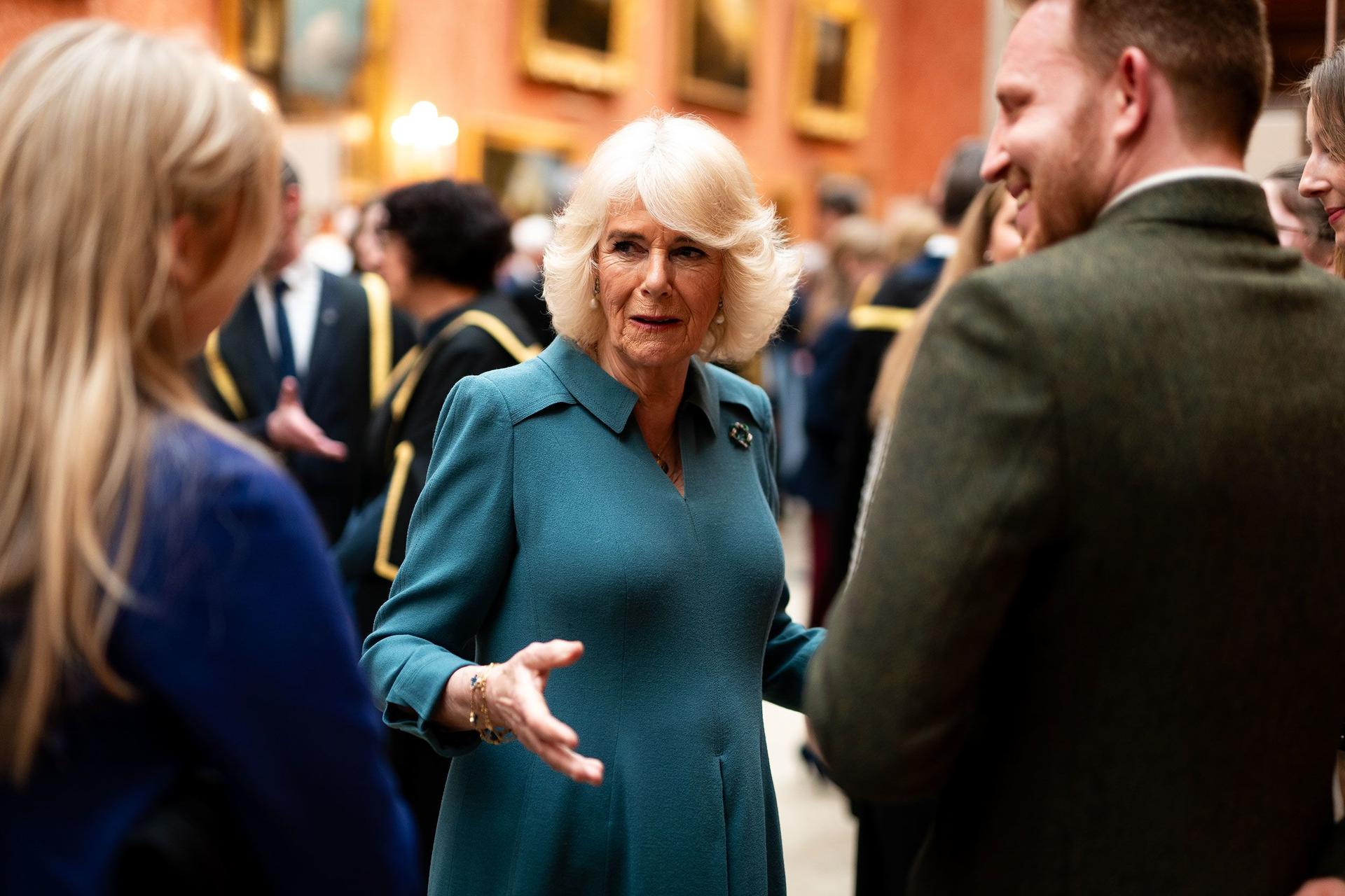 Queen Camilla at an event in Buckingham Palace on February 22.