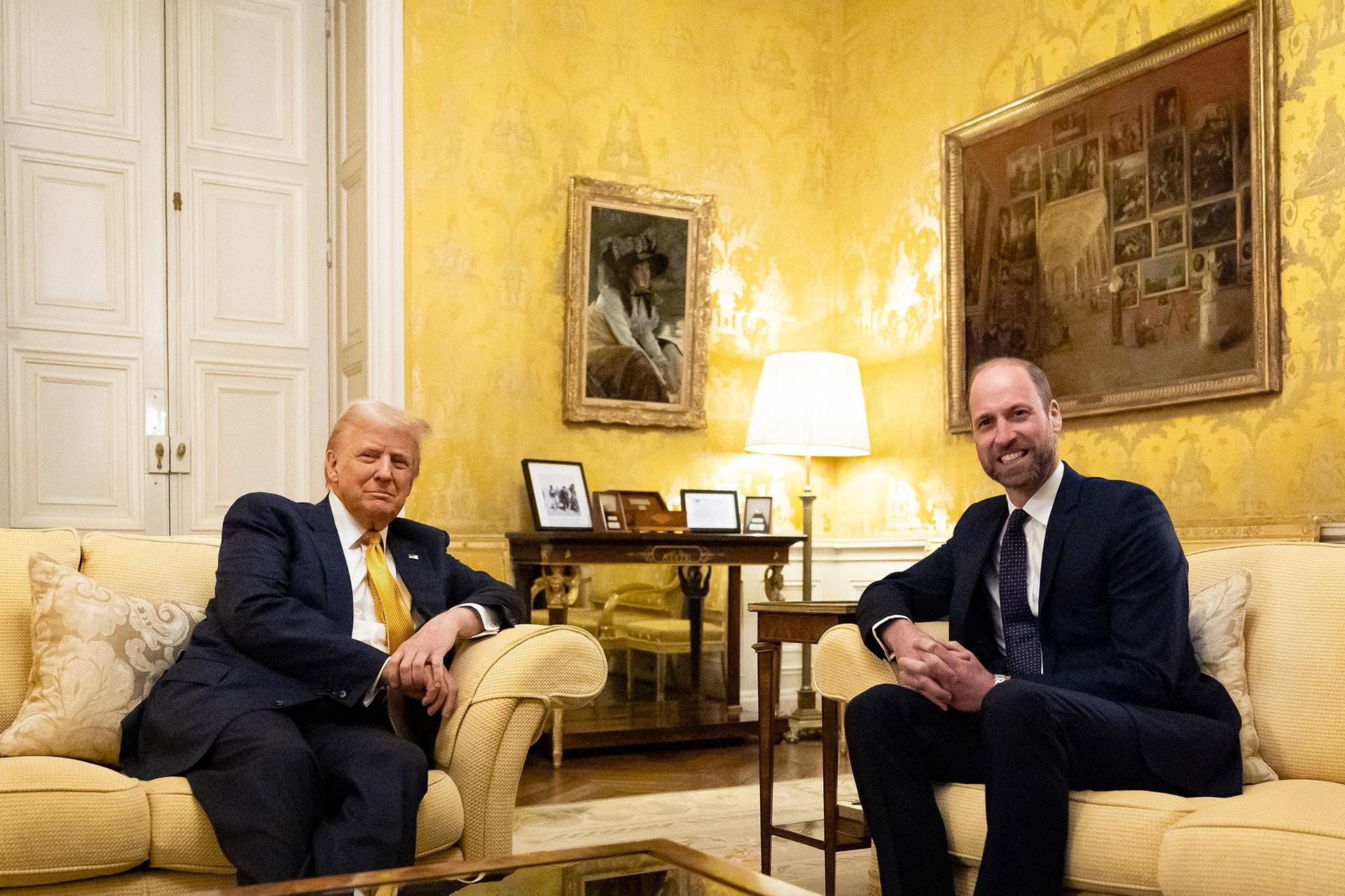 US President-elect Donald Trump meets Prince William at the UK ambassador's residence after the Notre Dame cathedral reopening ceremony on December in Paris.